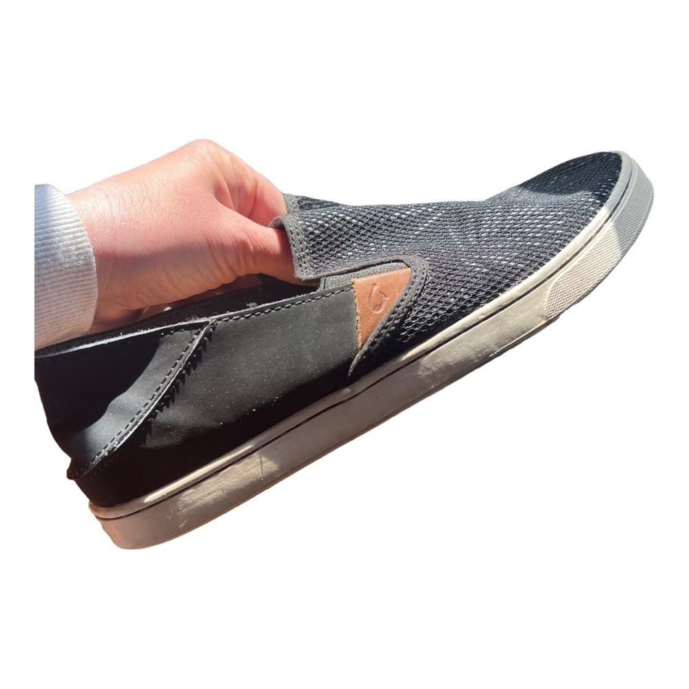 OLUKAI pehuea palm print black mesh slip in shoe womens 9
